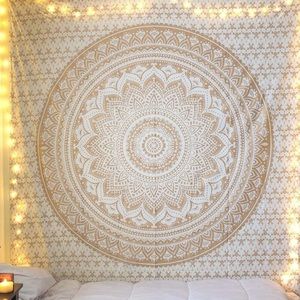 Mandala Tapestry Wall Hanging- Gold